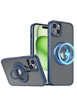 Husa pentru iPhone 15 - Techsuit MagSafe Ghost Holder Series - Matte Blue