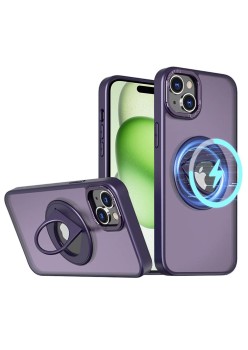 Husa pentru iPhone 15 - Techsuit MagSafe Ghost Holder Series - Matte Purple