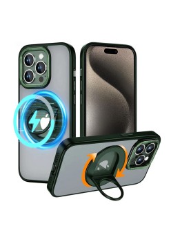 Husa pentru iPhone 15 Pro - Techsuit MagSafe Ghost Holder Series - Matte Green