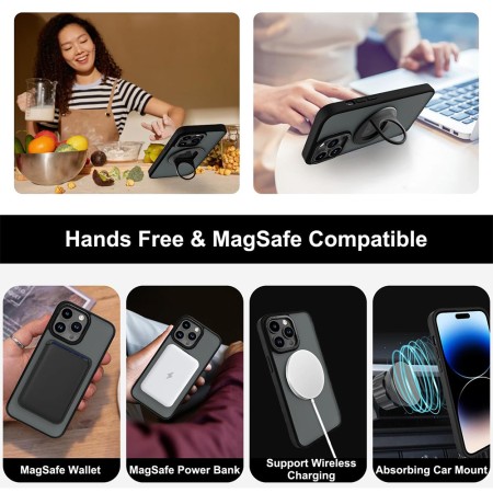 Husa pentru iPhone 15 Pro - Techsuit MagSafe Ghost Holder Series - Matte Green