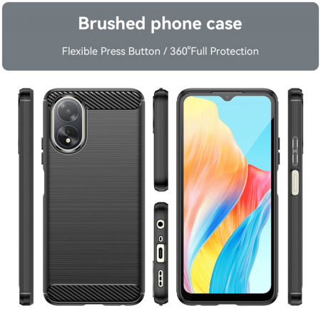 Husa Carbon compatibila Oppo A38 Tech AntiSoc, Negru