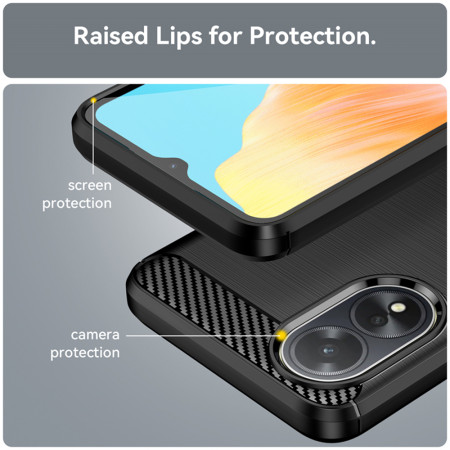 Husa Carbon compatibila Oppo A38 Tech AntiSoc, Negru