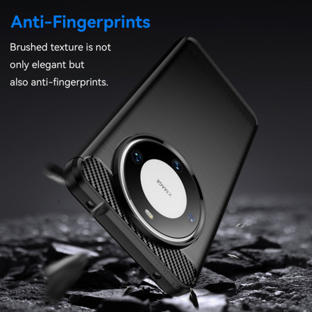 Husa Carbon compatibila Huawei Mate 60, Tech AntiSoc, Negru