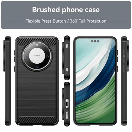 Husa Carbon compatibila Huawei Mate 60 Pro, Tech AntiSoc, Negru