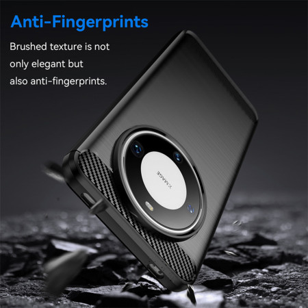 Husa Carbon compatibila Huawei Mate 60 Pro, Tech AntiSoc, Negru