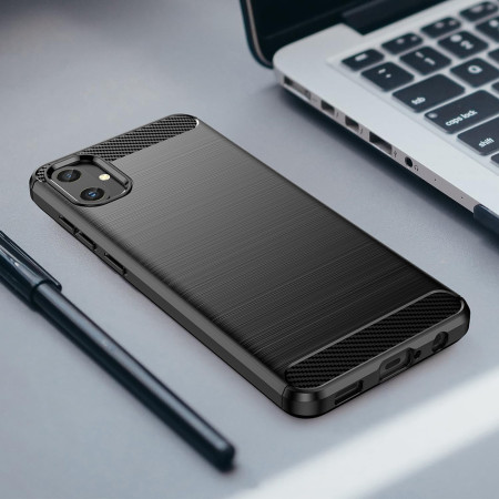 Husa Carbon compatibila Samsung Galaxy A05, Tech AntiSoc, Negru