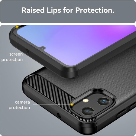 Husa Carbon compatibila Samsung Galaxy A05, Tech AntiSoc, Negru