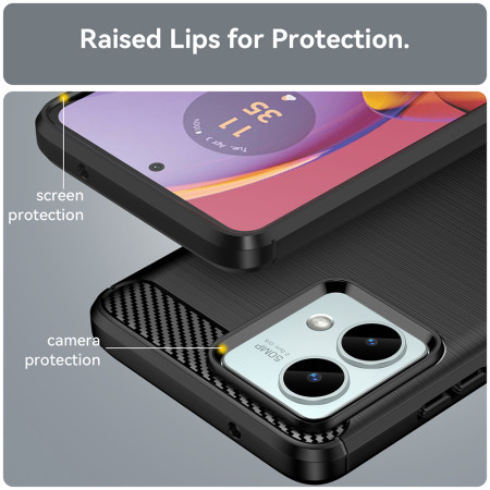 Husa Carbon compatibila Motorola Moto G84, Tech AntiSoc, Negru
