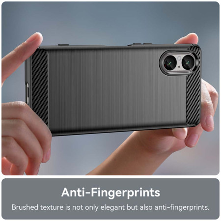 Husa Carbon compatibila Sony Xperia 5 V, Tech AntiSoc, Negru
