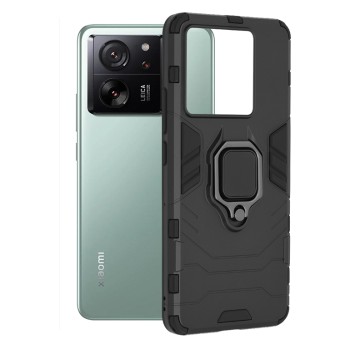 Husa telefon compatibila Xiaomi 13T / 13T Pro, Inel Magnetic tip Suport Auto, Negru