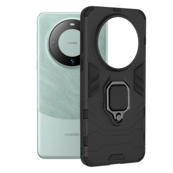 Husa telefon compatibila Huawei Mate 60 Pro, Inel Magnetic tip Suport Auto, Negru