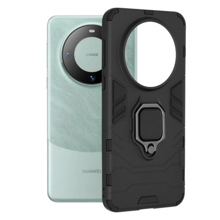 Husa telefon compatibila Huawei Mate 60 Pro, Inel Magnetic tip Suport Auto, Negru