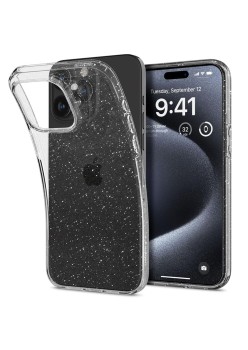 Huse pentru iPhone 15 Pro - Spigen Liquid Crystal Glitter - Crystal Quartz