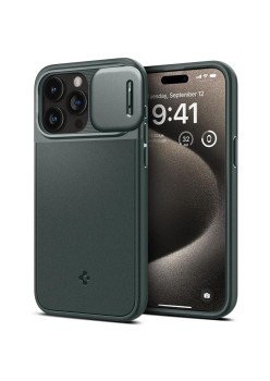 Husa iPhone 15 Pro Max - Spigen Optik Armor - Abyss Green