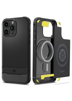 Husa pentru iPhone 15 Pro Max - Spigen Rugged Armor MagSafe - Black