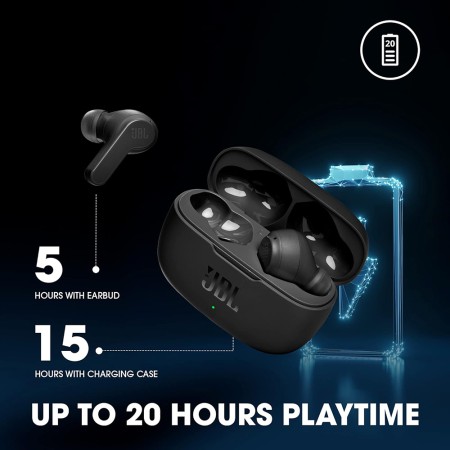 JBL - Wireless Earbuds (Wave 200) - Bluetooth 5.0, True Wireless, Microphone, Voice Assistant, Siri - White
