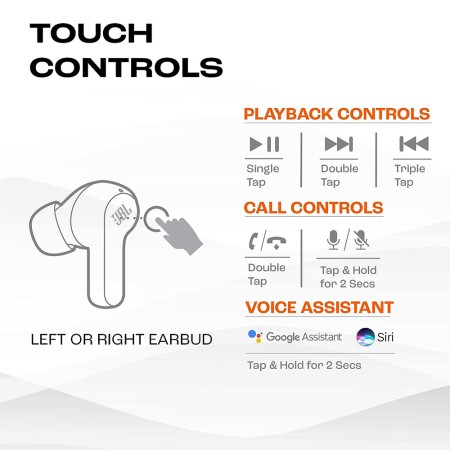 JBL - Wireless Earbuds (Wave 200) - Bluetooth 5.0, True Wireless, Microphone, Voice Assistant, Siri - White