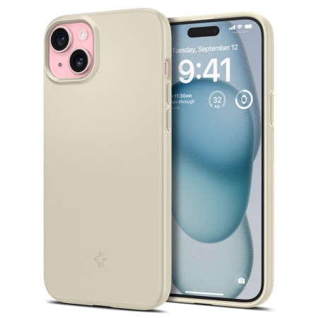 Husa pentru iPhone 15 - Spigen Thin Fit - Mute Beige