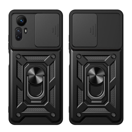 Husa telefon compatibila Xiaomi Redmi Note 12S, Slide & Snap Premium, Magnetic Ring Holder, PopGrip, Anti-Shock, Negru