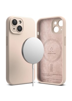 Husa pentru iPhone 15 - Ringke Silicone Magnetic - Pink Sand