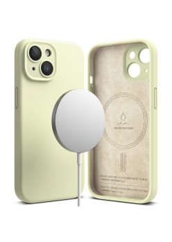Husa pentru iPhone 15 - Ringke Silicone Magnetic - Sunny Lime