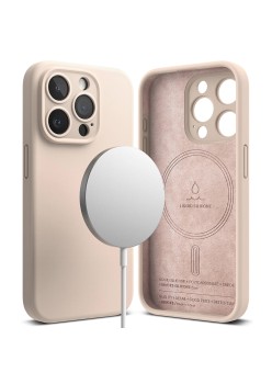 Husa pentru iPhone 15 Pro - Ringke Silicone Magnetic - Pink Sand