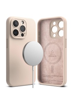 Husa pentru iPhone 15 Pro Max - Ringke Silicone Magnetic - Pink Sand