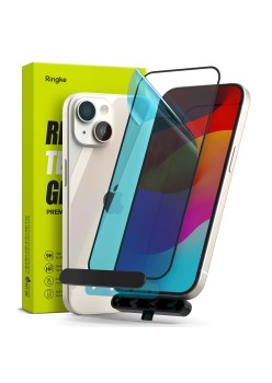 Folie pentru iPhone 15 - Ringke Cover Display Tempered Glass - Black