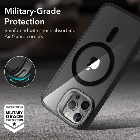Husa pentru iPhone 15 Pro Max - ESR Classic Hybrid HaloLock Kickstand - Clear Black