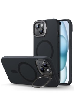 Husa pentru iPhone 15 Plus - ESR Cloud Soft HaloLock Kickstand - Black