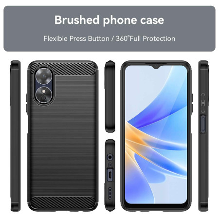 Husa Carbon compatibila Oppo A17, Tech AntiSoc, Negru