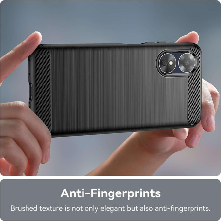 Husa Carbon compatibila Oppo A17, Tech AntiSoc, Negru