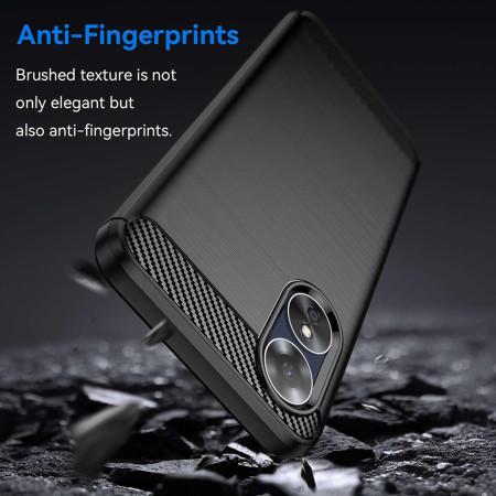 Husa Carbon compatibila Oppo A17, Tech AntiSoc, Negru