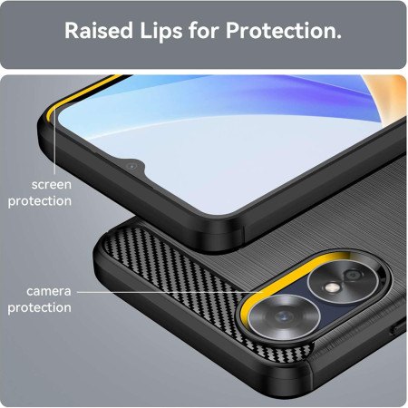 Husa Carbon compatibila Oppo A17, Tech AntiSoc, Negru