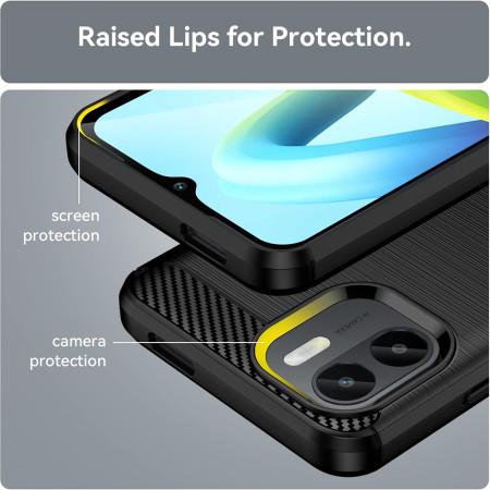 Husa Carbon compatibila Xiaomi Redmi A1 Plus / A2 Plus, Tech AntiSoc, Negru