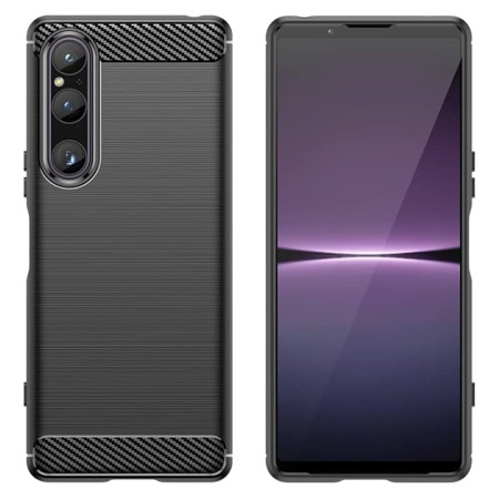 Husa Carbon compatibila Sony Xperia 1 V, Tech AntiSoc, Negru