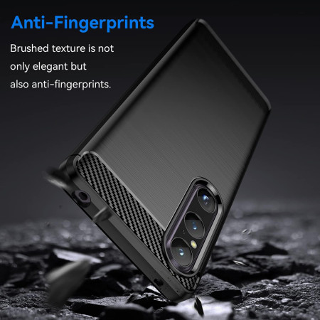 Husa Carbon compatibila Sony Xperia 1 V, Tech AntiSoc, Negru