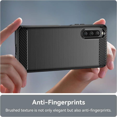Husa Carbon compatibila Sony Xperia 10 V, Tech AntiSoc, Negru