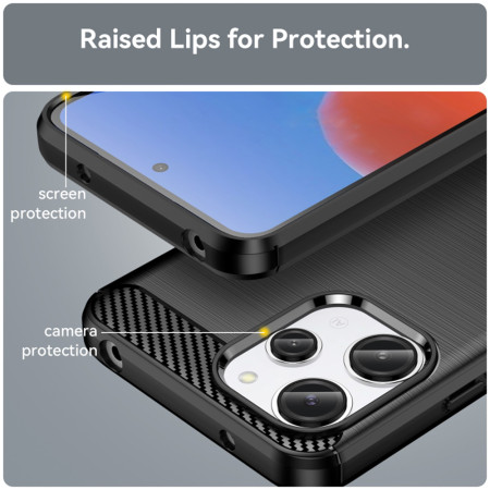 Husa Carbon compatibila Xiaomi Redmi 12, Tech AntiSoc, Negru