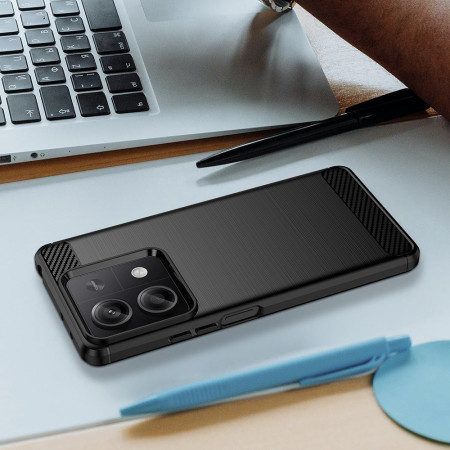 Husa Carbon compatibila Xiaomi Redmi Note 13, Tech AntiSoc, Negru