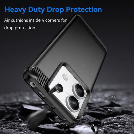 Husa Carbon compatibila Xiaomi Redmi Note 13 Pro, Tech AntiSoc, Negru