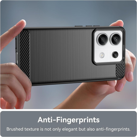 Husa Carbon compatibila Xiaomi Redmi Note 13 Pro, Tech AntiSoc, Negru