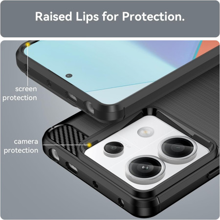 Husa Carbon compatibila Xiaomi Redmi Note 13 Pro, Tech AntiSoc, Negru