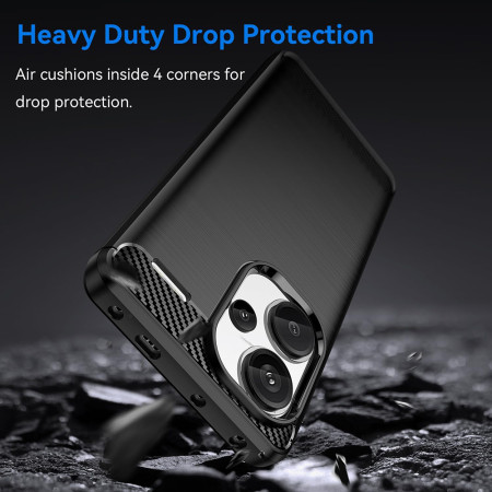 Husa Carbon compatibila Xiaomi Redmi Note 13 Pro Plus, Tech AntiSoc, Negru