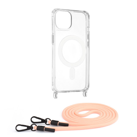 Husa MagSafe compatibila Apple iPhone 13, Atasare Magnetica, Cu Snur Detasabil, Pink