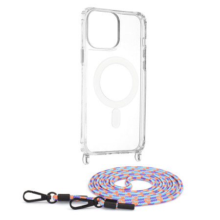 Husa MagSafe compatibila Apple iPhone 13 Pro Max, Atasare Magnetica, Cu Snur Detasabil, Colorful