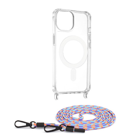 Husa MagSafe compatibila Apple iPhone 14, Atasare Magnetica, Cu Snur Detasabil, Colorful