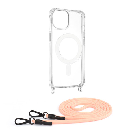 Husa MagSafe compatibila Apple iPhone 14, Atasare Magnetica, Cu Snur Detasabil, Pink