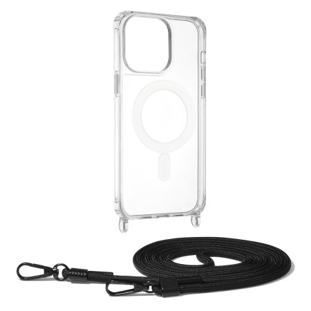 Husa MagSafe compatibila Apple iPhone 14 Pro Max, Atasare Magnetica, Cu Snur Detasabil, Black