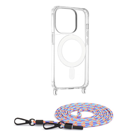 Husa MagSafe compatibila Apple iPhone 15 Pro, Atasare Magnetica, Cu Snur Detasabil, Colorful